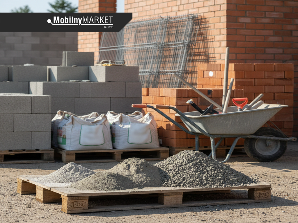 Mieszanie betonu bez żwiru na budowie – cement i piasek w betoniarce z proporcjami na łopaty